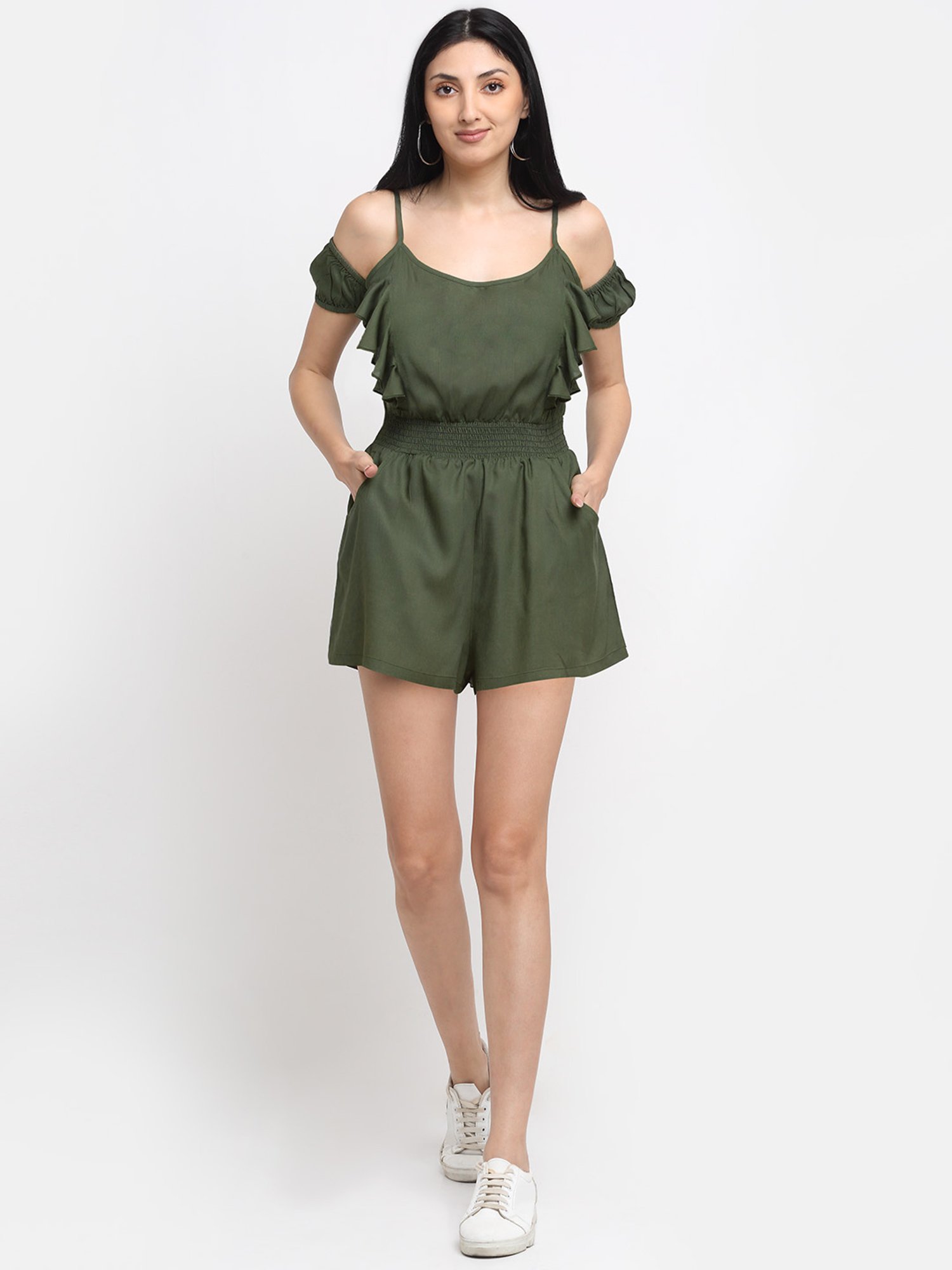 NEUDIS Olive Green Sleeveless Jumpsuit