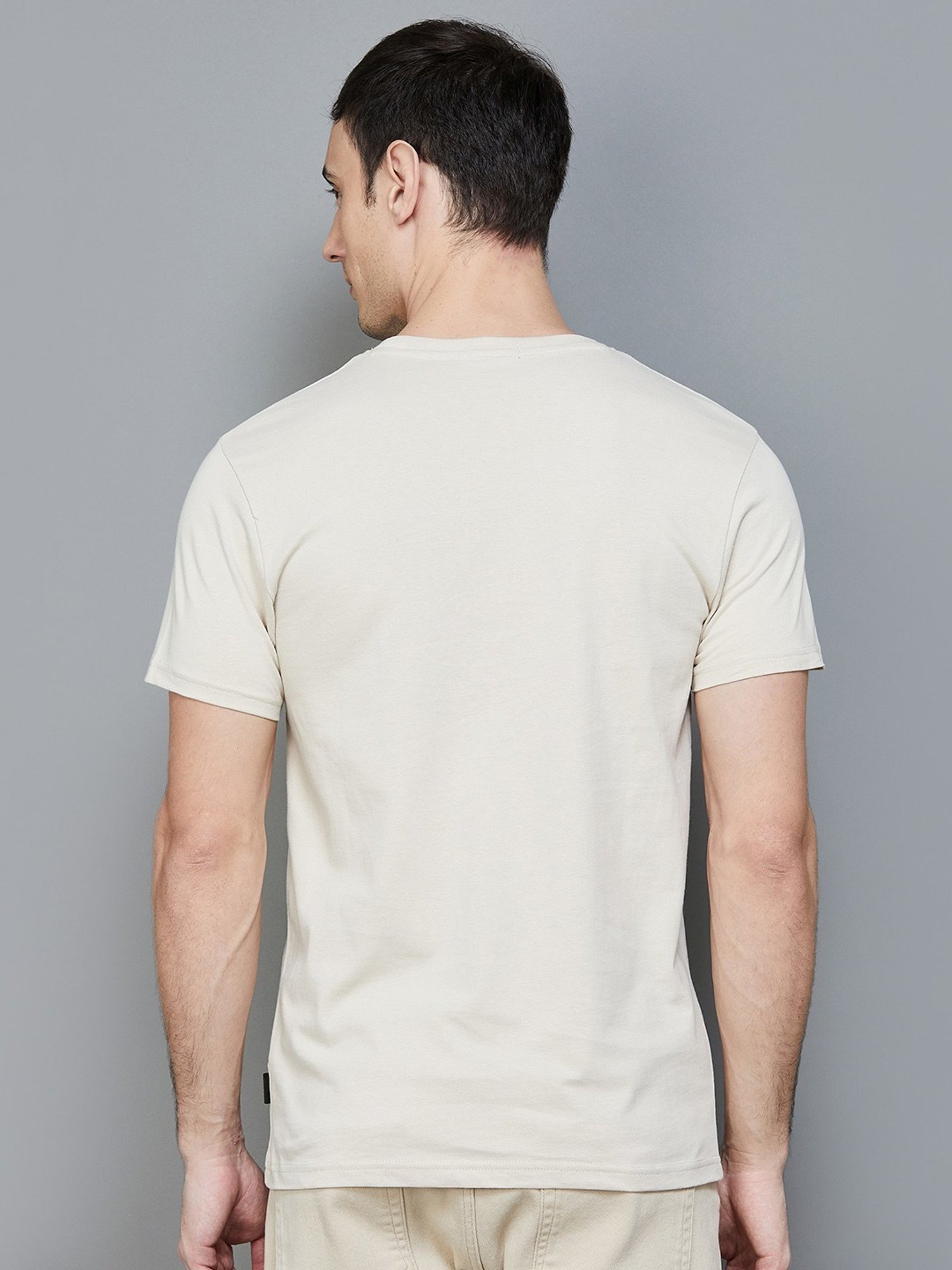 BOSSINI Beige Cotton Regular Fit Printed T-Shirt