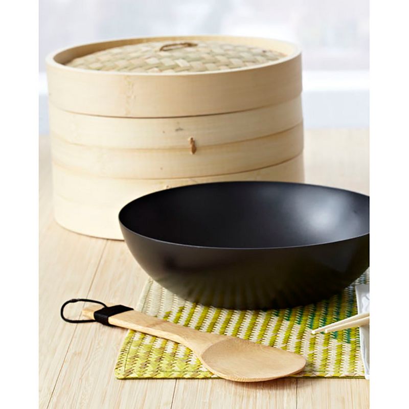 IMUSA Coated Wok With Bakelite Red Handle 12" Black