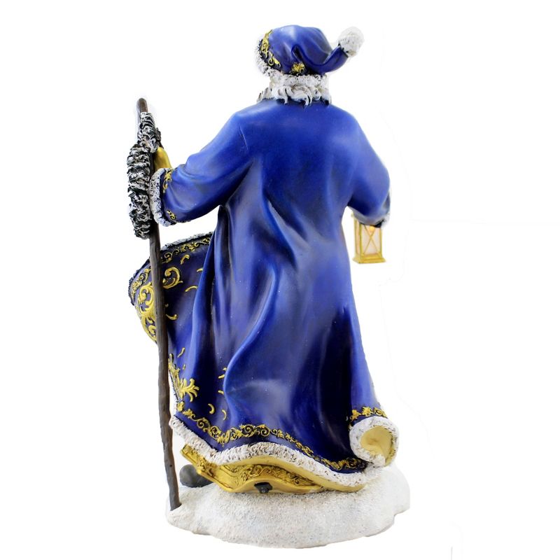Christmas 15.25" Blue Santa With Wreath Lighted Lantern Staff  -  Decorative Figurines