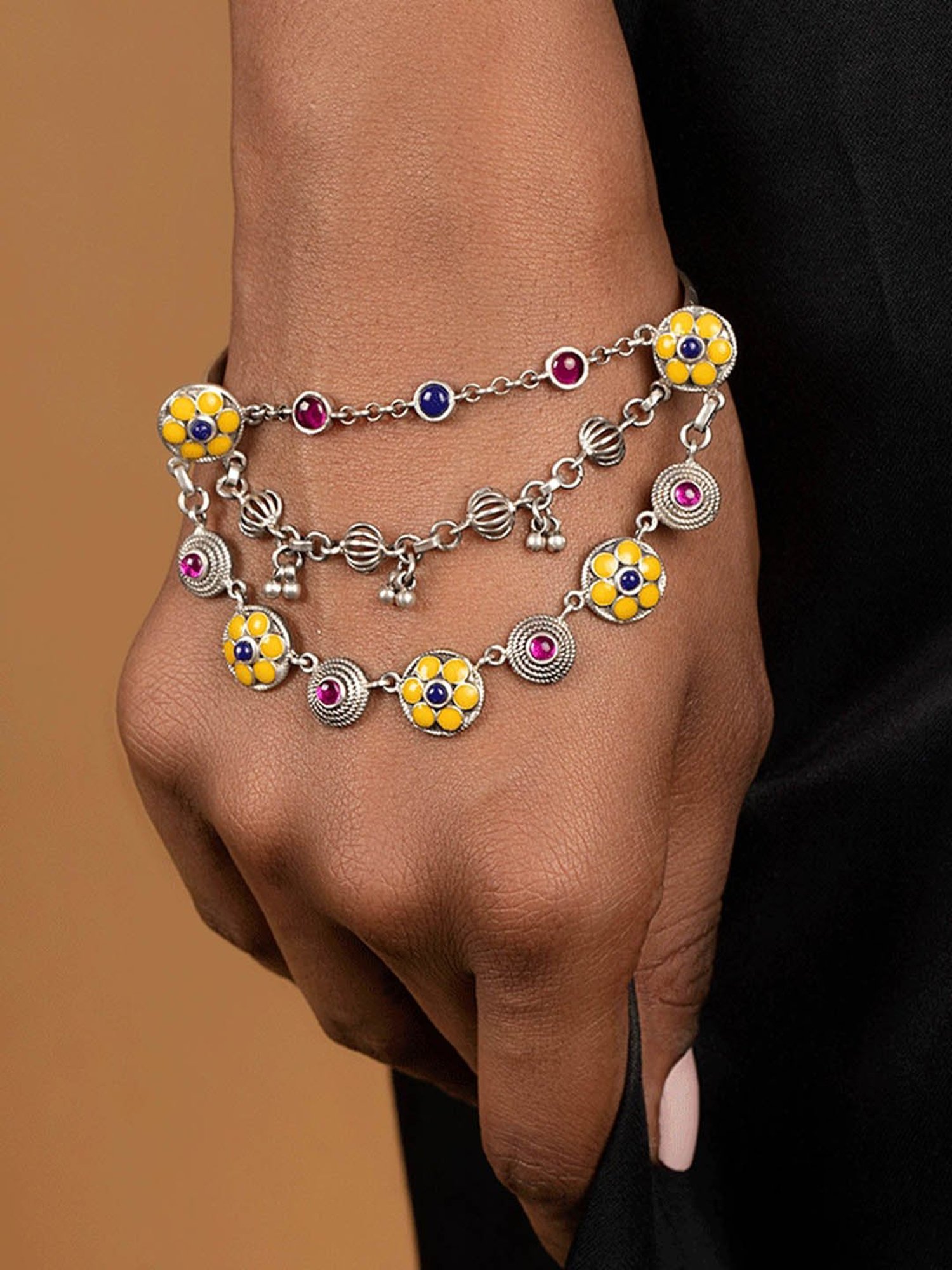 Shaya 92.5 Sterling Silver Phulwadi Work Bracelet for Women