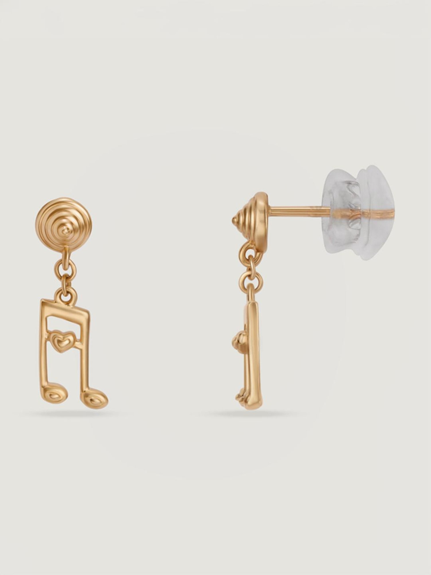 Mia by Tanishq Melodic Love Note 14k Yellow Gold Drop Earrings for Women