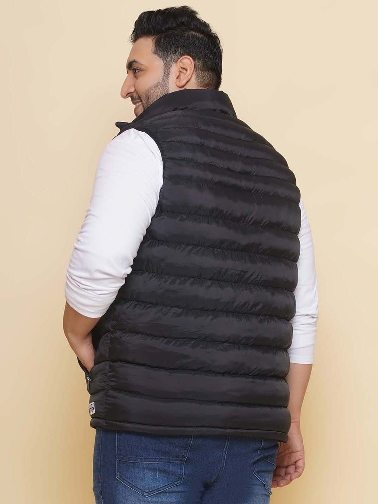 John Pride Black Regular Fit Plus Size Puffer Jacket