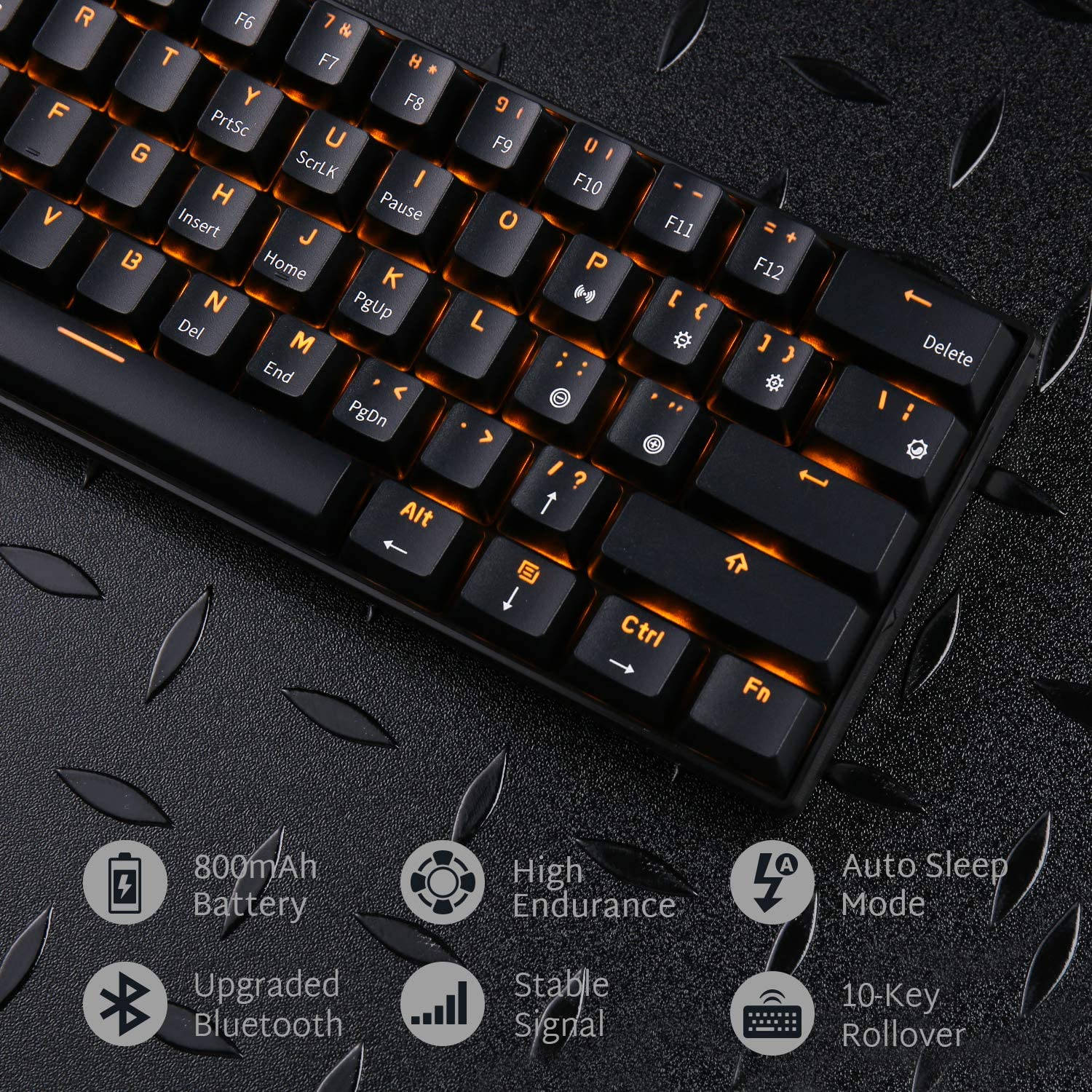 RK61 Wireless 60% Mechanical Gaming Keyboard, Ultra-Compact Bluetooth Mechanical Keyboard with 10 Hours Battery Life and Mechanical feel, Compatible  Suitable for PC, notebook computer game office