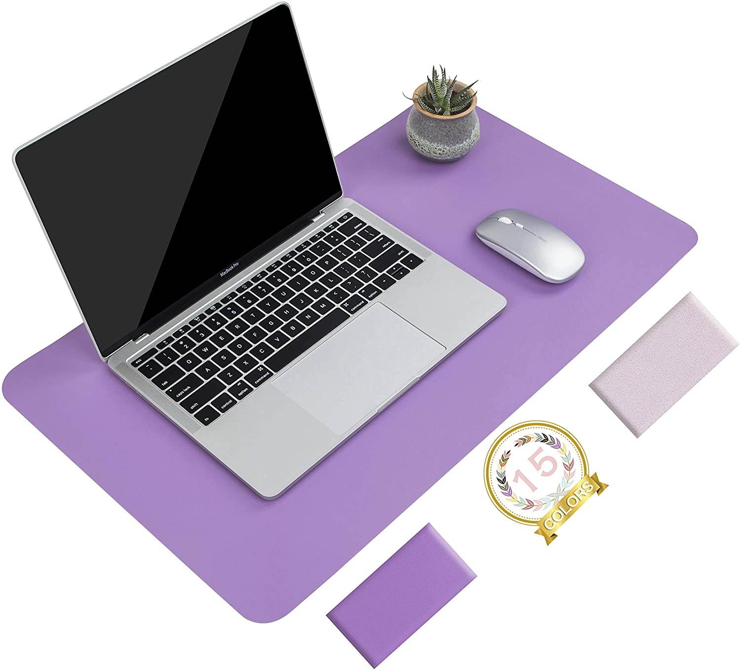 Non-Slip Desk Pad Waterproof PVC Leather Desk Table Protector Ultra Thin Large Mouse Pad Easy Clean Laptop Desk Writing Mat for Office Work/Home/Decor (Purple 23.6 x 13.7)