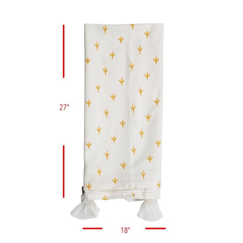 Chicken Tracks 27 x 18 Inch Screen Printed Kitchen Tea Towel with Hand Sewn Tassels - Foreside Home & Garden