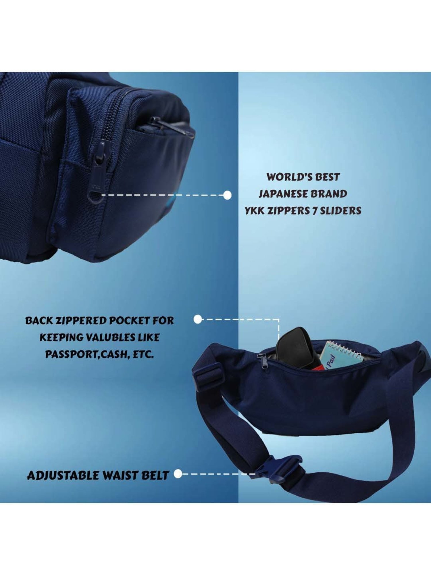 F Gear Navy Solid Waist Pouch