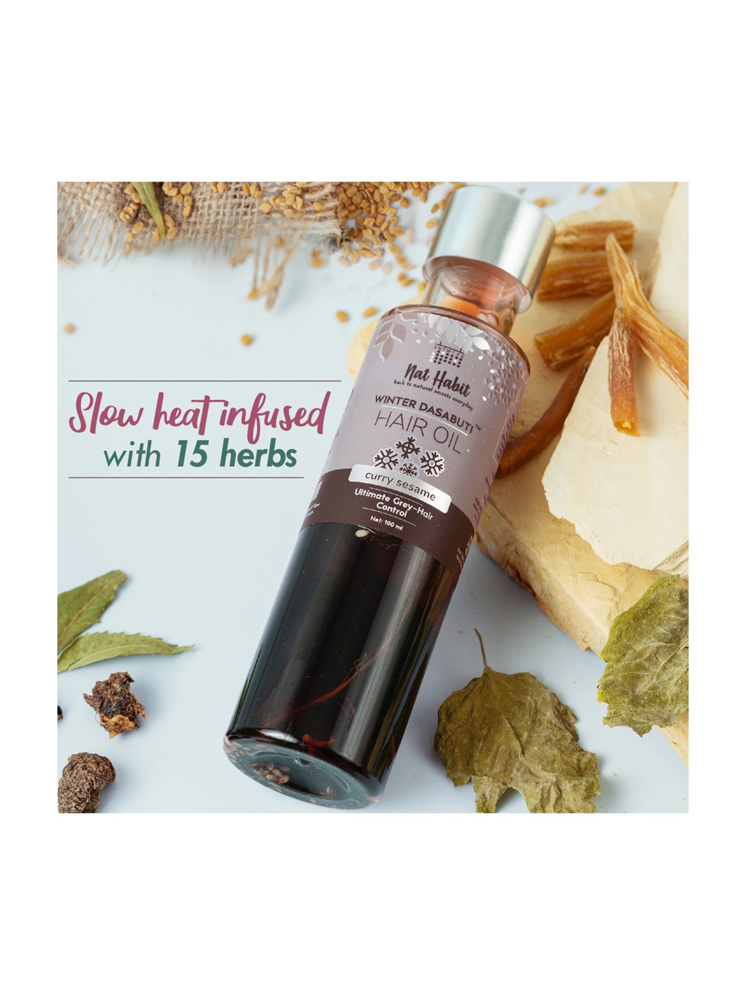 Nat Habit Curry Sesame Grey-Hair Control Winter Dasabuti Hair Oil - 100 ml