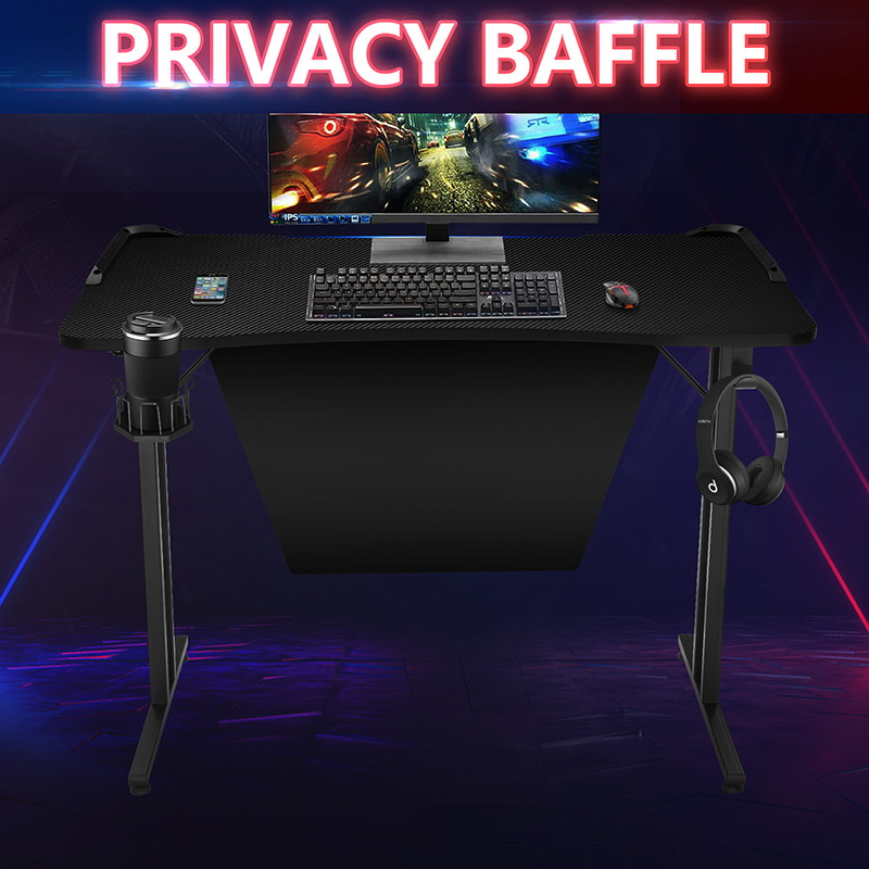 GTRACING Gaming Desk Computer Desk Racing Style Office Table Study Writing Table T Shaped Game Station for Home Office with Cup Holder, Headphone Hook and Privacy Baffle