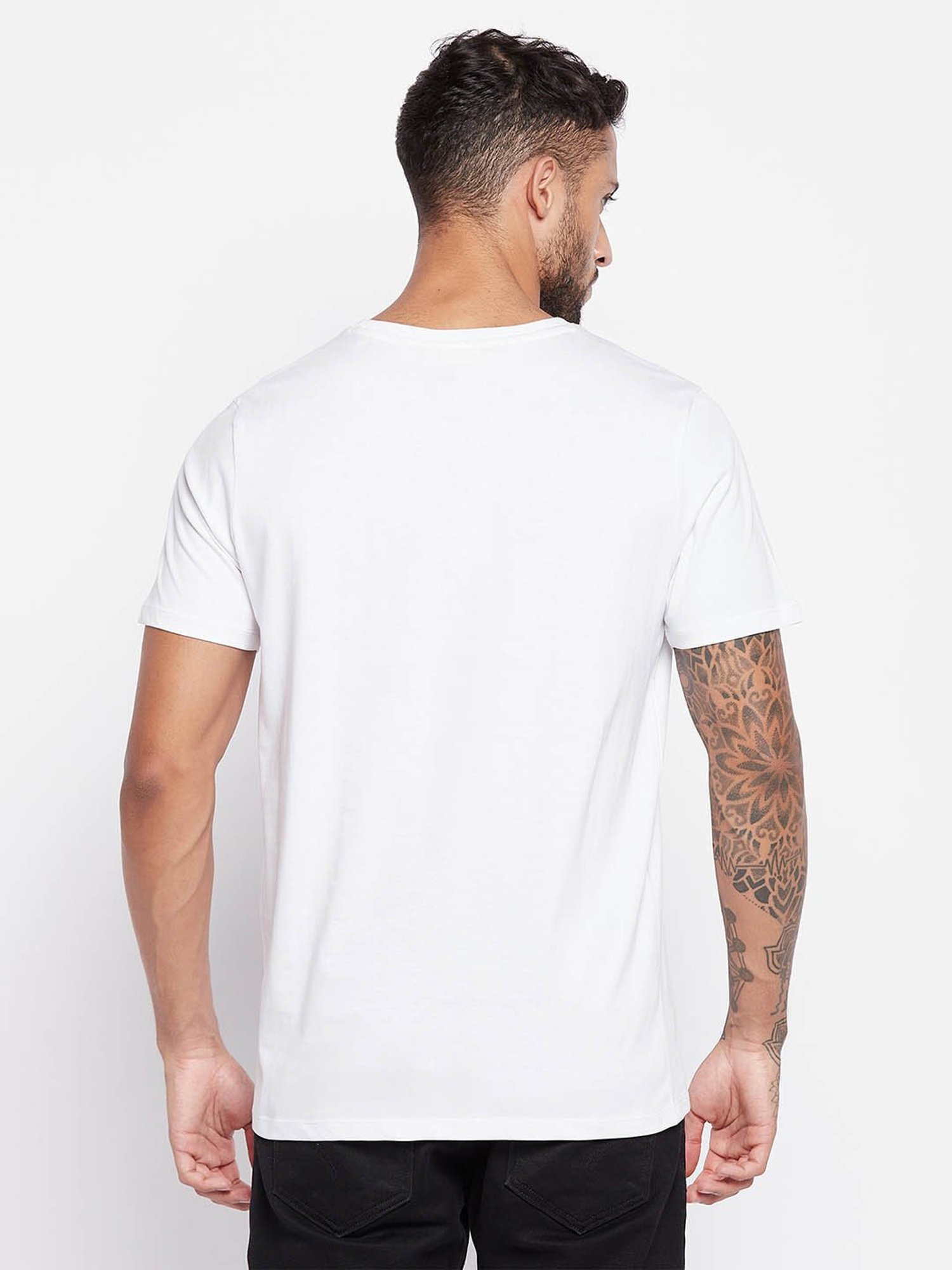 EDRIO White Regular Fit Printed T-Shirt