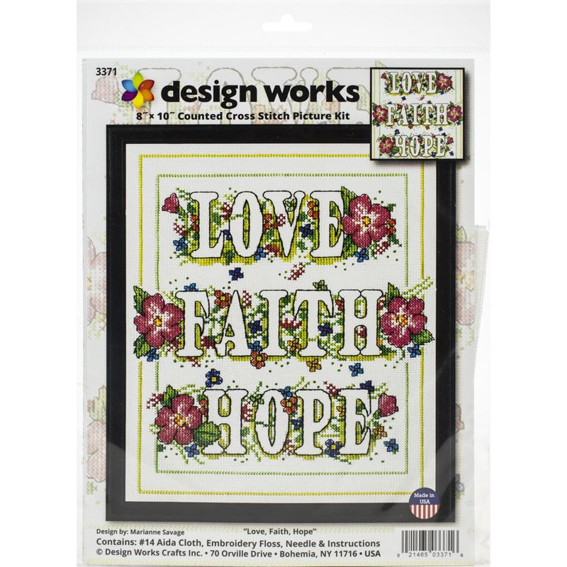Design Works Counted Cross Stitch Kit 8"X10"-Love & Faith (14 Count)