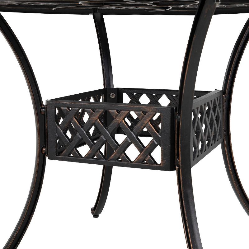 5pc Cast Aluminum Dining Set with Red Cushions - Nuu Garden