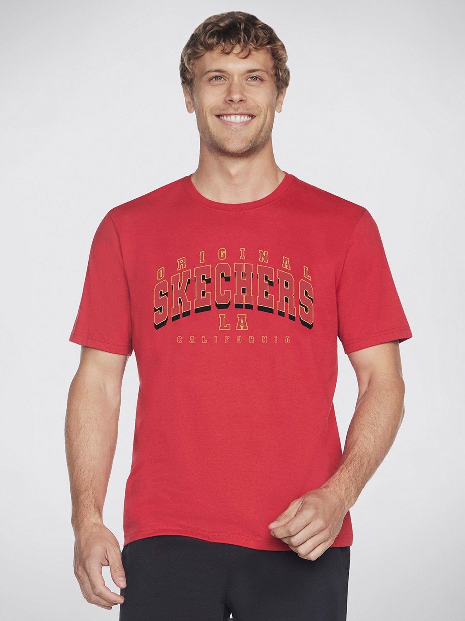 Skechers Red Relaxed Fit Printed Crew T-Shirt