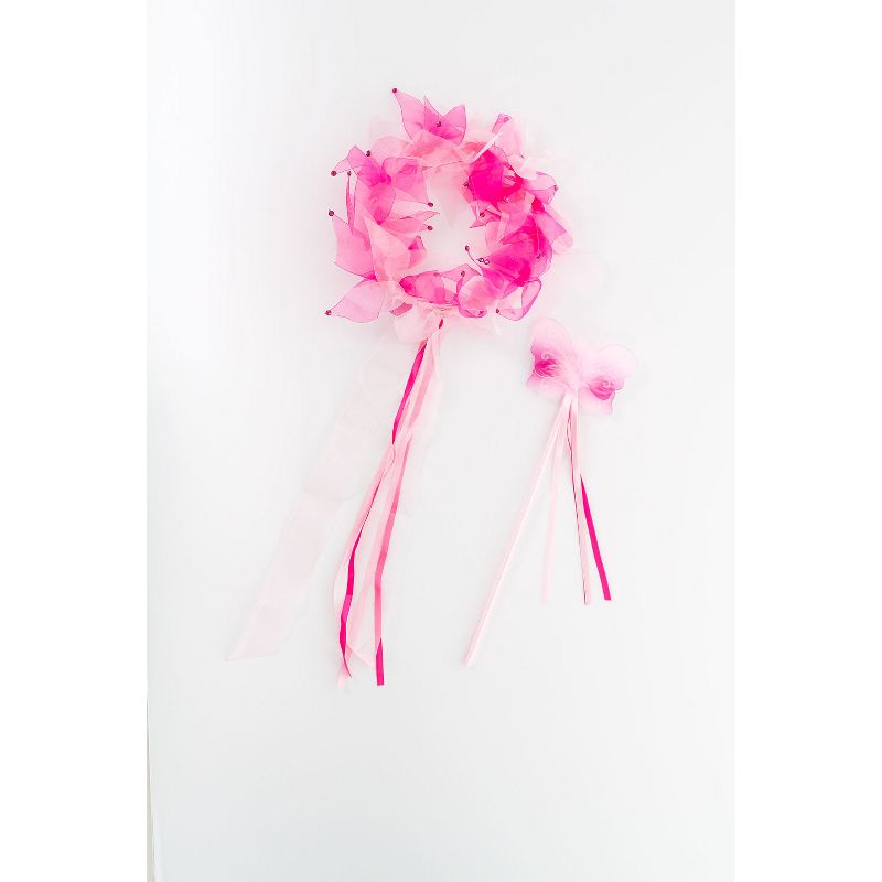 Little Adventures Girls' Fairy Halo & Wand - Hot Pink/Light Pink