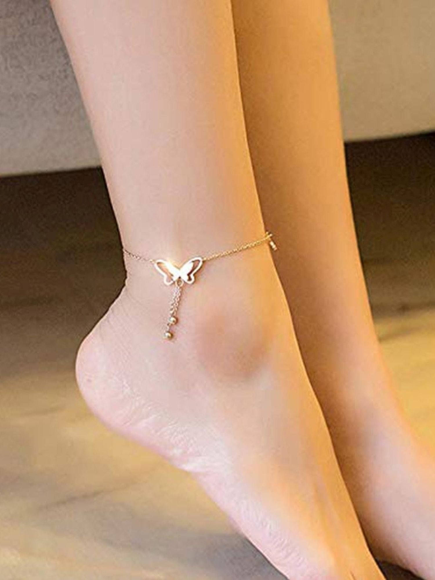 YouBella Gold-Plated Copper Strand Stylish Party Wear Anklets for Women