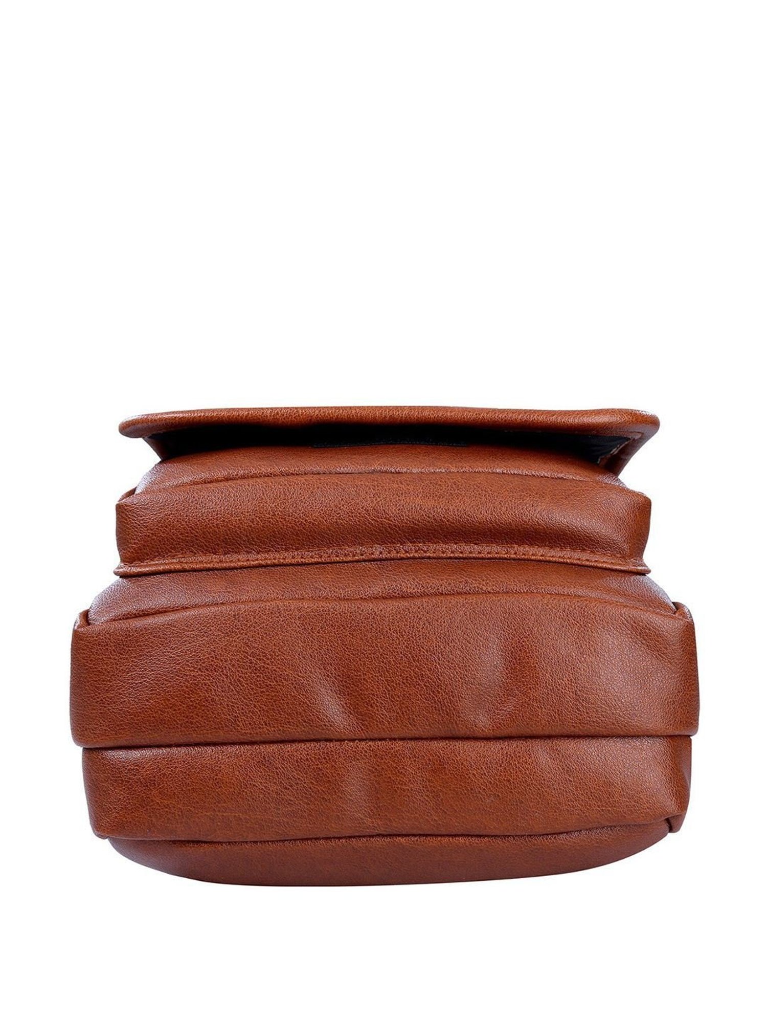 Leather World Tan Solid Medium Cross Body Bag