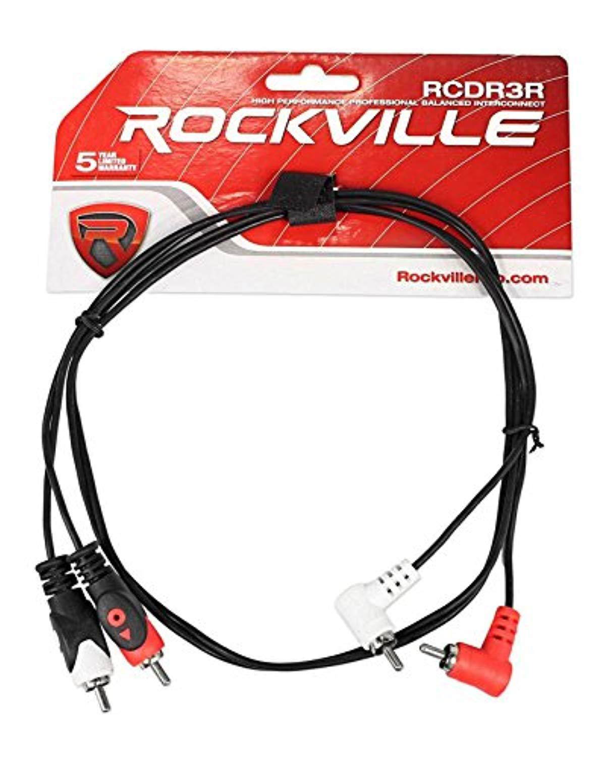 2 Rockville RCDR3R 3' Dual Mono Right Angle RCA to Straight RCA Cable 100%Copper