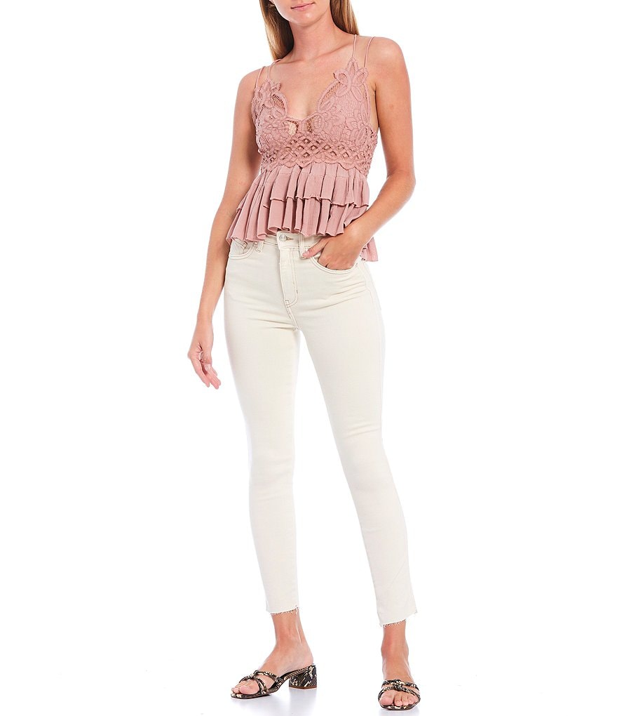 J.McLaughlin Durham Sleeveless Ruffle V-Neck Denim Blouse