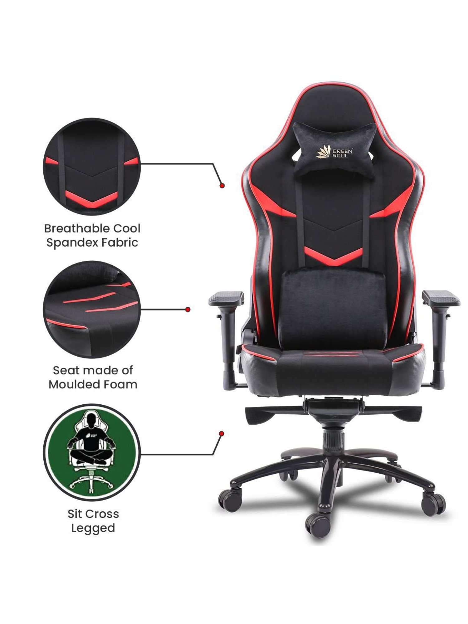 Green Soul Monster T Black & Red PU Leather Premium Gaming Chair