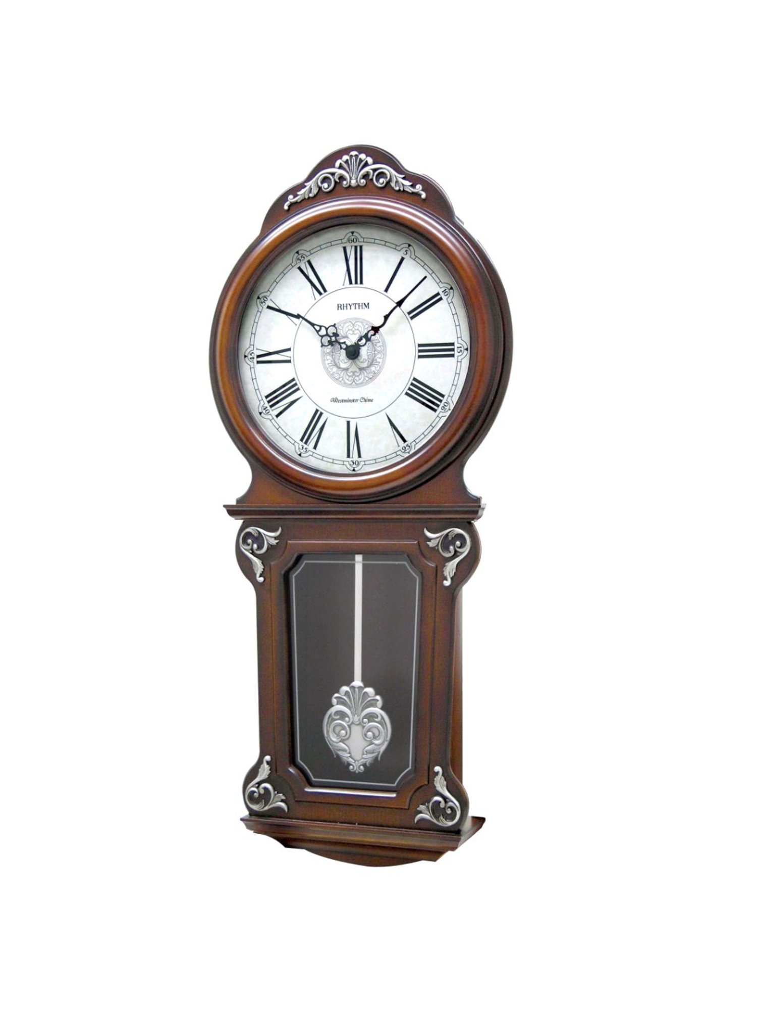RHYTHM Dark Brown Wood Beautiful Vertical Wooden Wall Clock