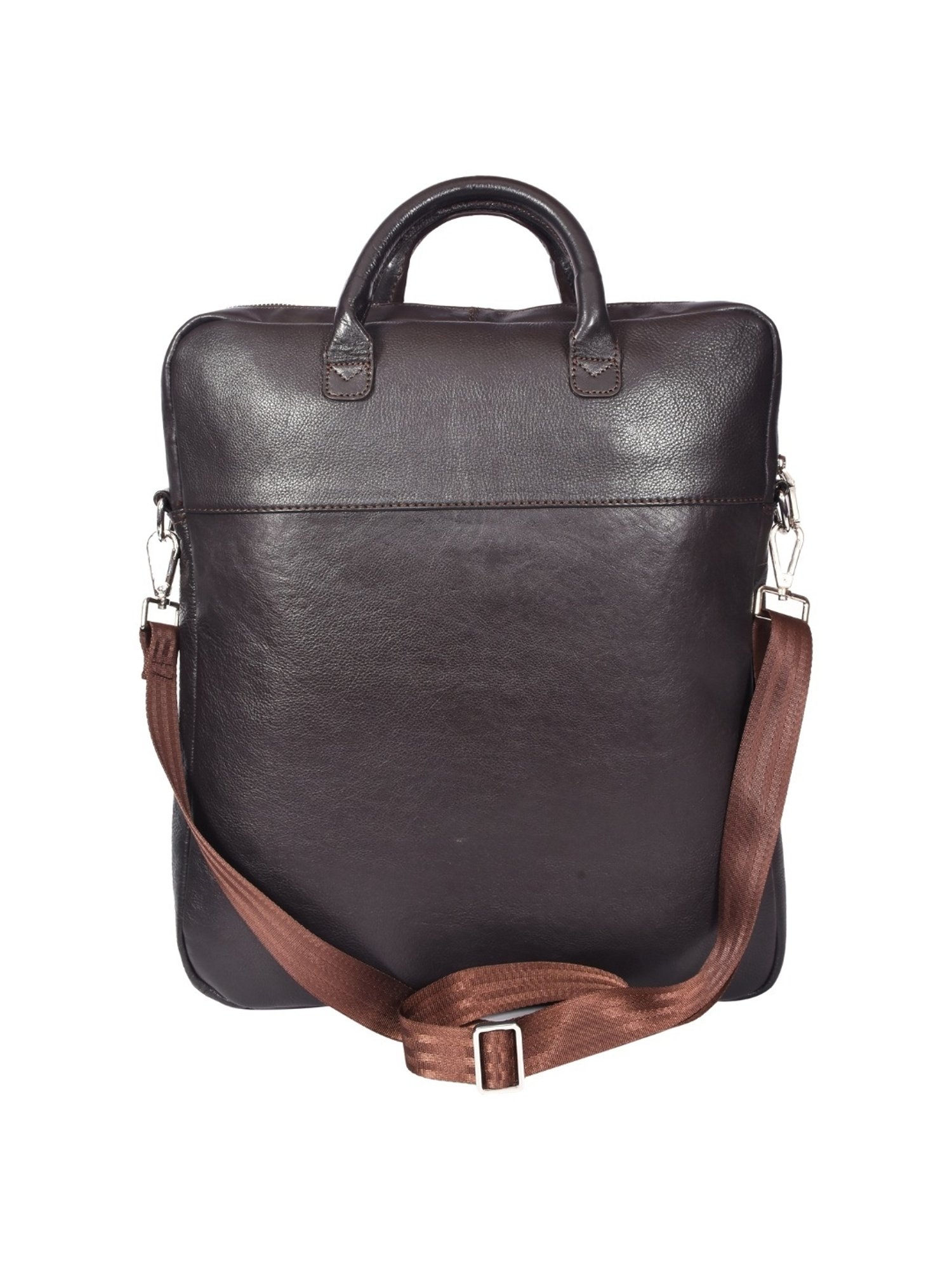 SASSORA JONAS Brown Leather Large Messenger Bag