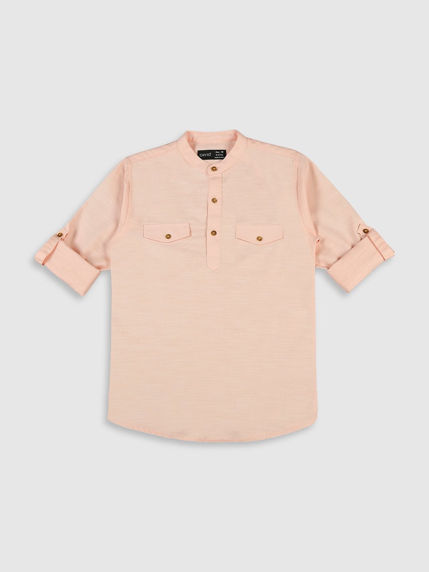 Cavio Kids Pink Solid Full Sleeves Shirt