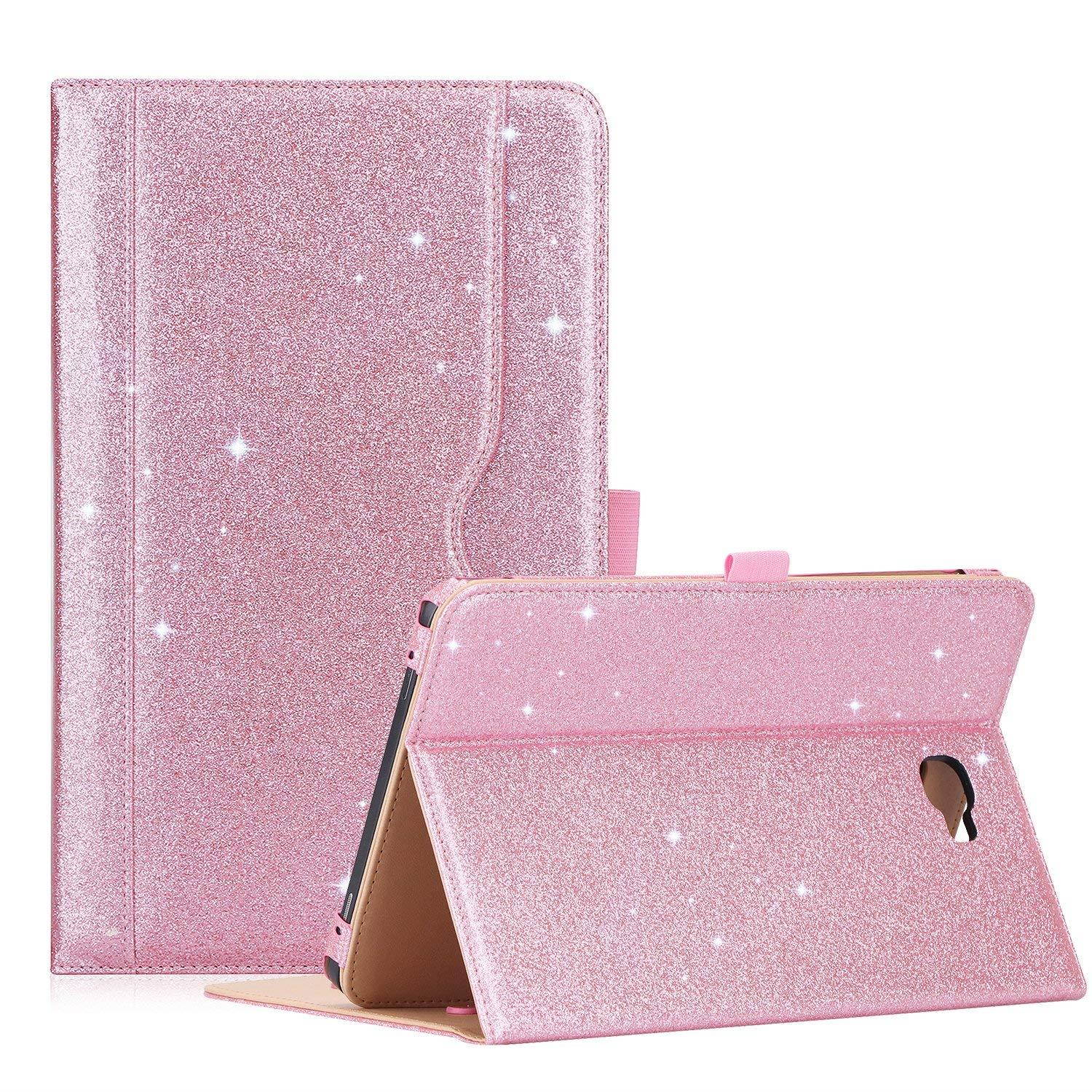 ProCase Samsung Galaxy Tab A 10.1 Case - Stand Folio Case Cover for Galaxy Tab A 10.1" Tablet SM-T580 T585 T587 (NO S Pen Version), with Multiple Viewing Angles, Document Card Pocket -Glitter Pink