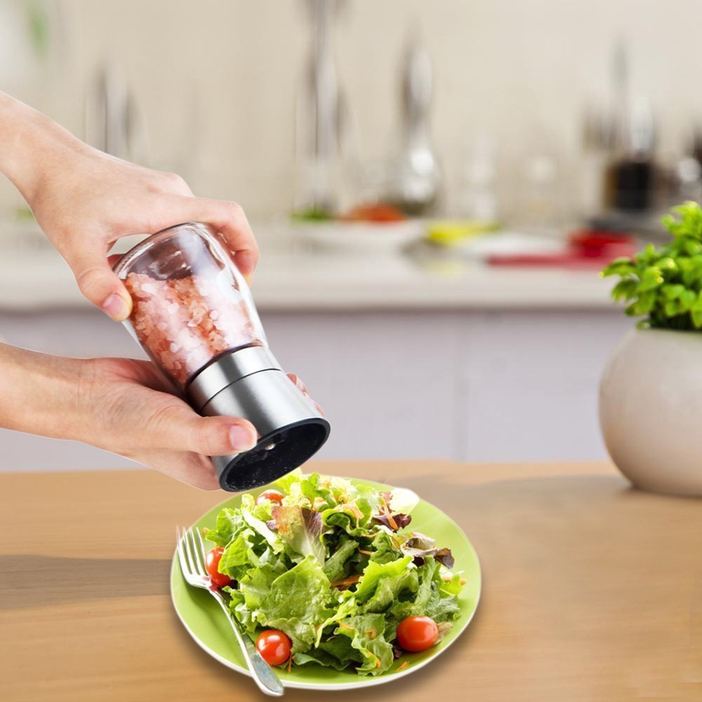 2pcs Stainless Steel Pepper Grinder Manual Pepper Cruchser Hand Crank Twist Spice Herb Mill