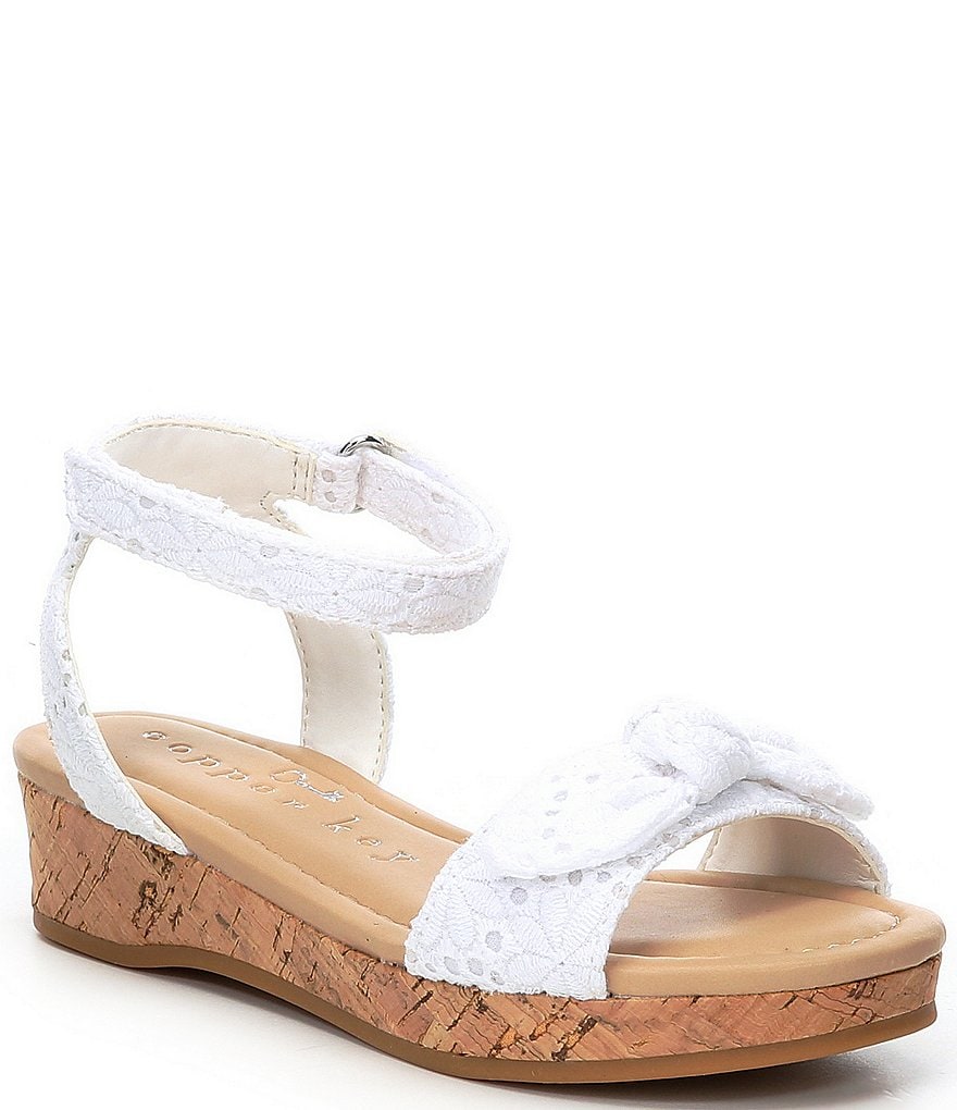 Copper Key Girls' Dearisst Eyelet Bow Flatform Wedges (Toddler)