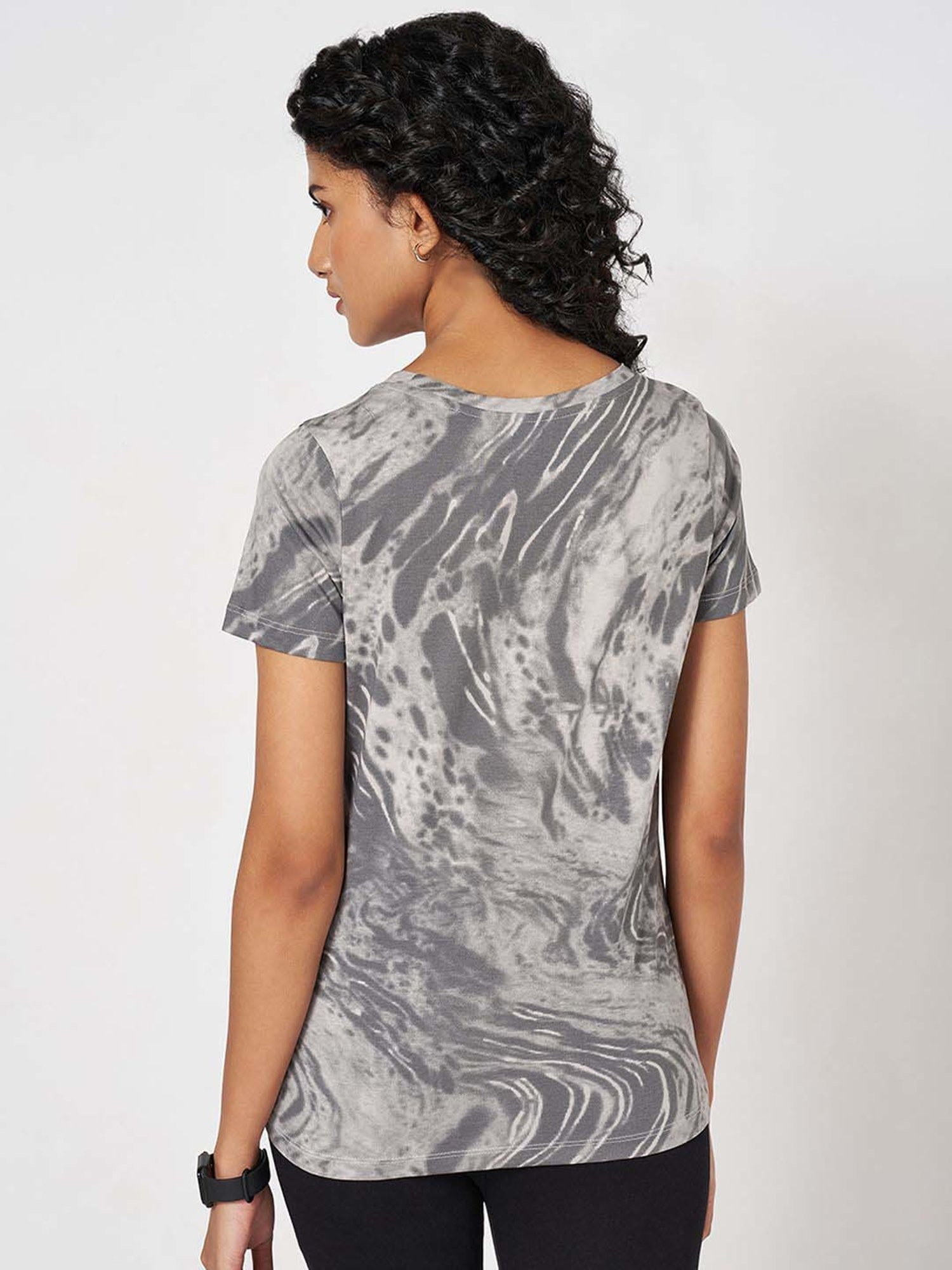 Ajile by Pantaloons Grey Cotton Printed T-Shirt