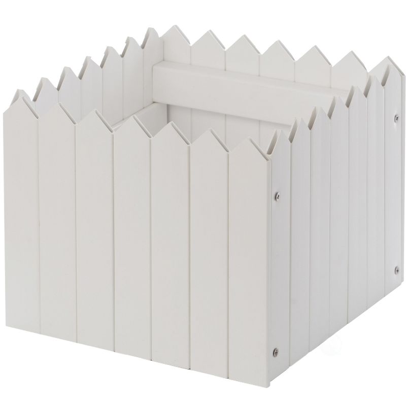 Gardenised Square Traditional Fence Design Vinyl Planter Box