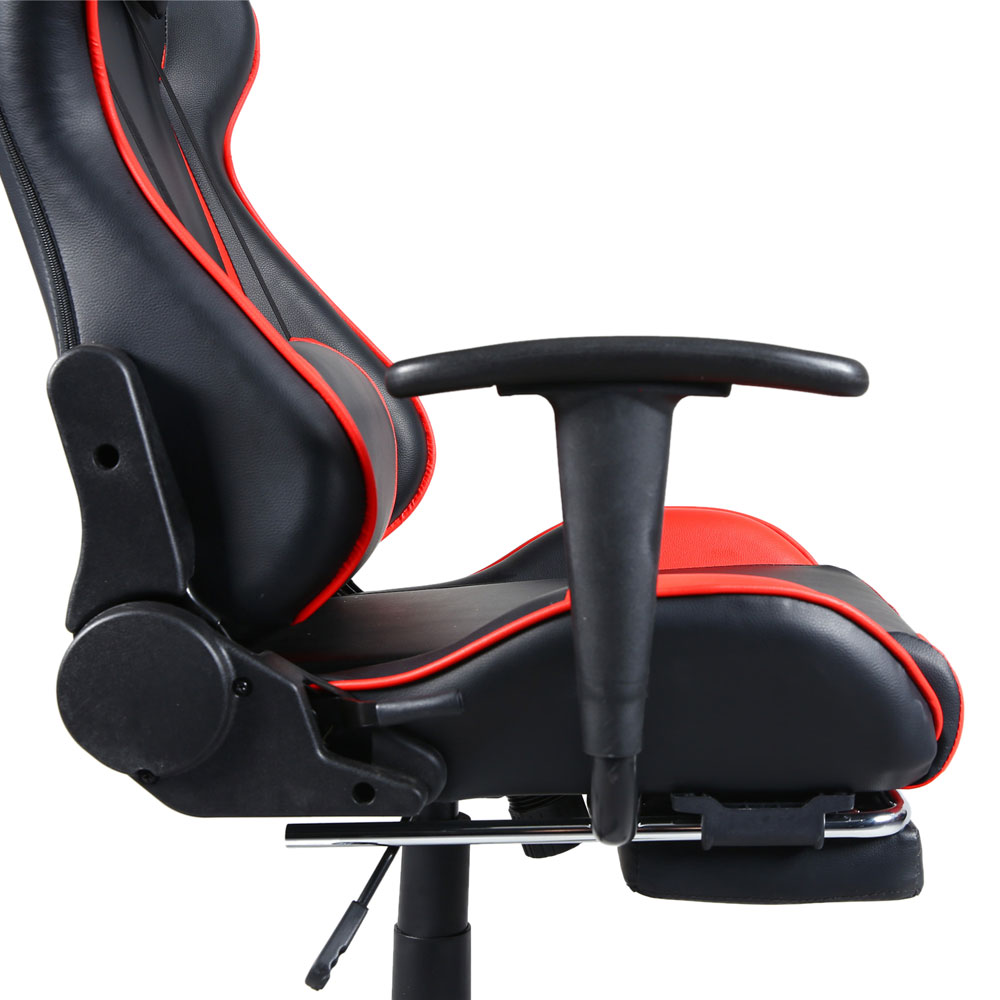 High Back Swivel Chair Racing Gaming Chair Office Chair with Footrest Tier (Red)