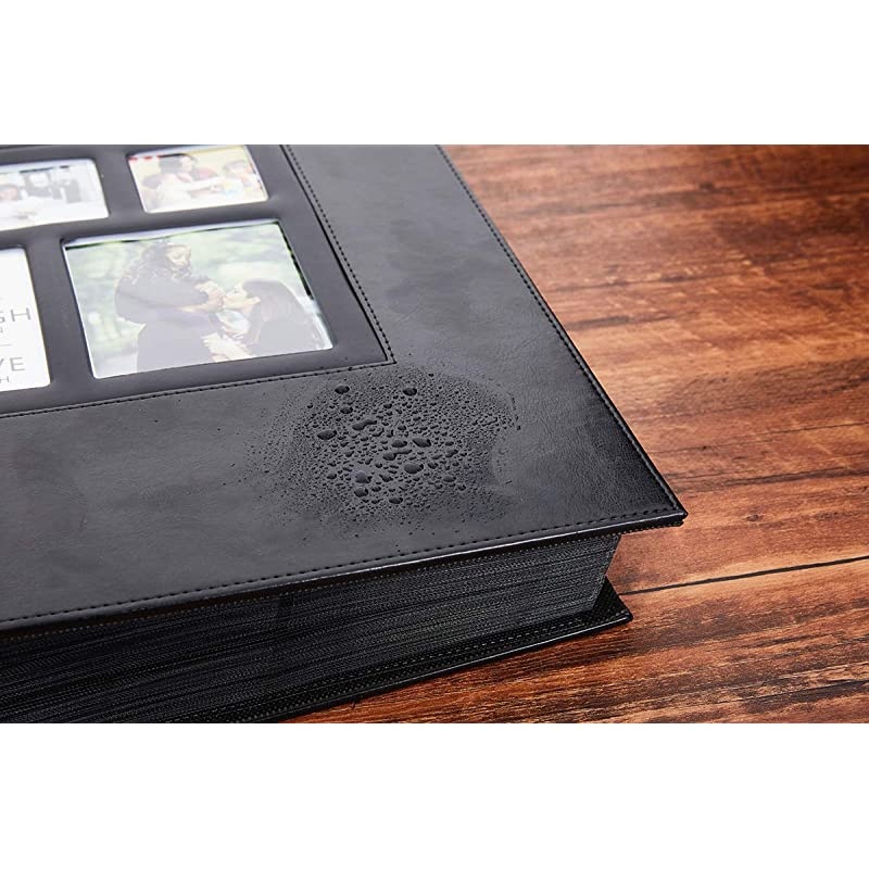 Photo Album 4x6 800 Photos Large Capacity Wedding Family Leather Cover Picture Albums Holds Horizontal and Vertical 4x6 Photos with Black Pages Black