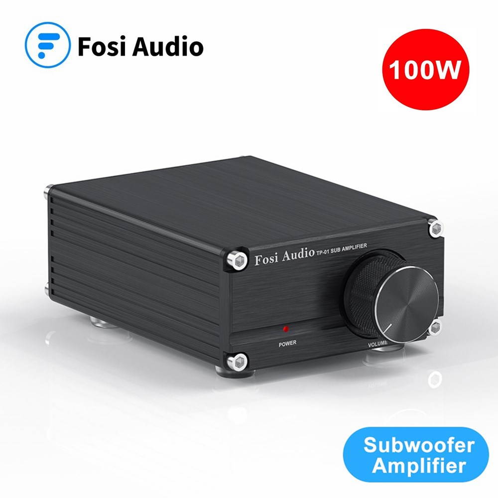 Subwoofer Amplifier Receiver 100Watt Mini Hi-Fi Digital Class D Integrated Stereo Audio Amp for Sub Bass + Power Supply TP-01