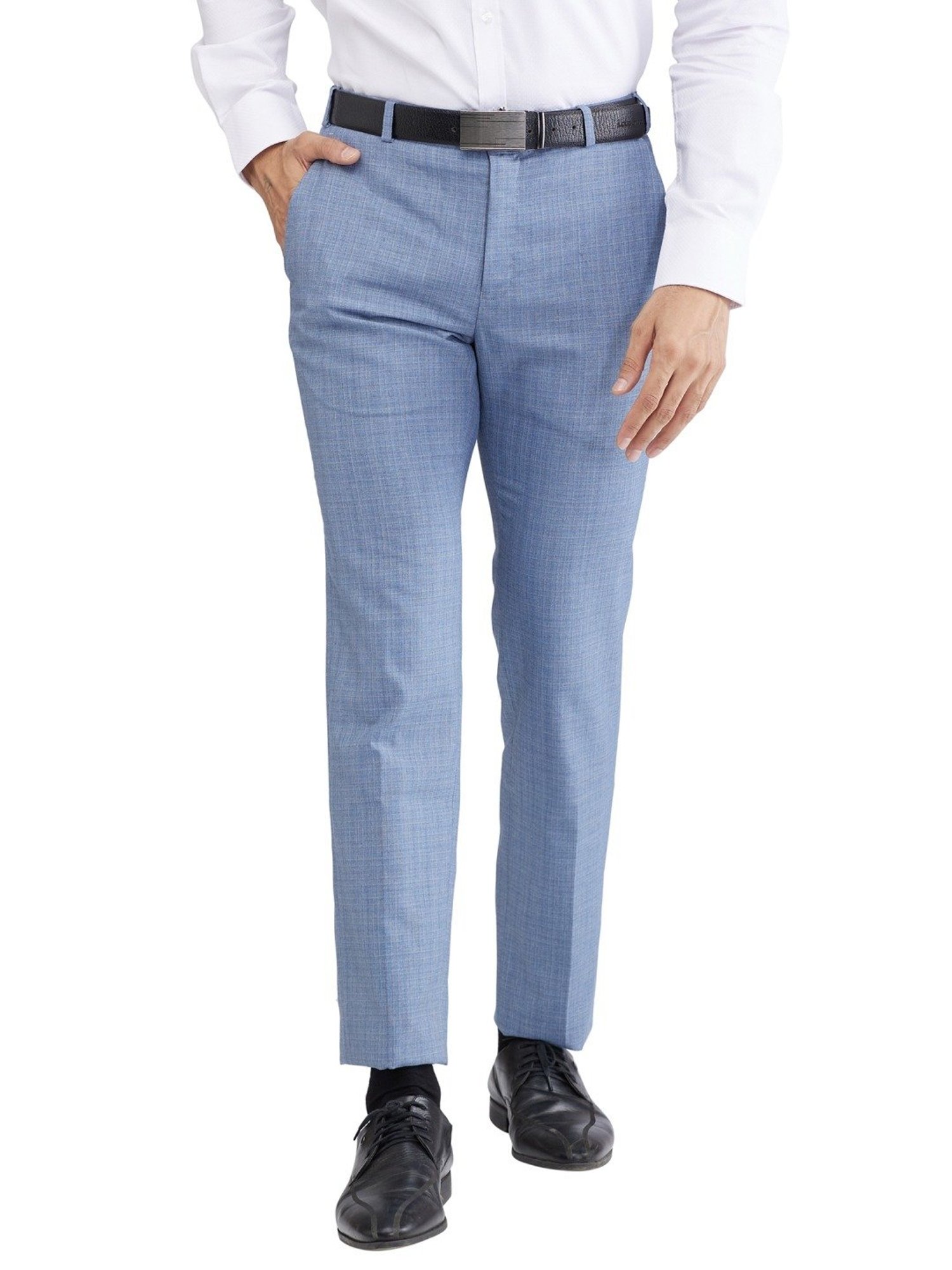 Raymond Blue Slim Fit Checks Trousers