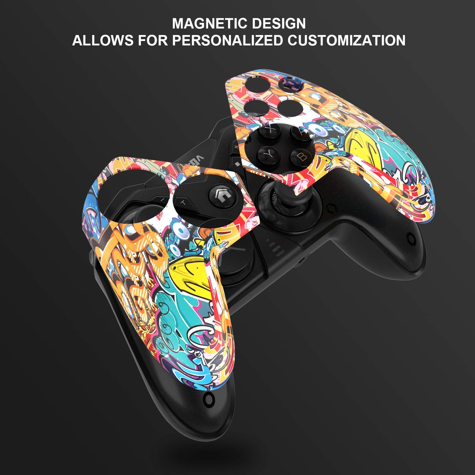 Wireless Controller for Nintendo Switch, STOGA Game Controller for Switch Lite Interchangeable Cross Button and Left 3D, DIY Replaceable Skin Shell, Macro (Graffiti)