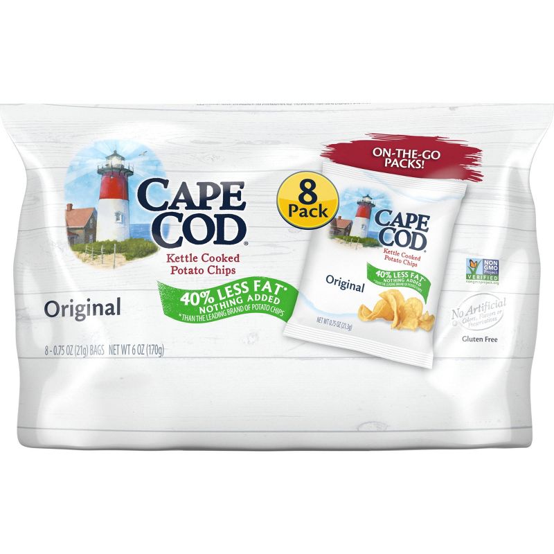 Cape Cod Original Flavored 40% Reduced Fat Kettle Cooked Potato Chips - .75oz / 8ct