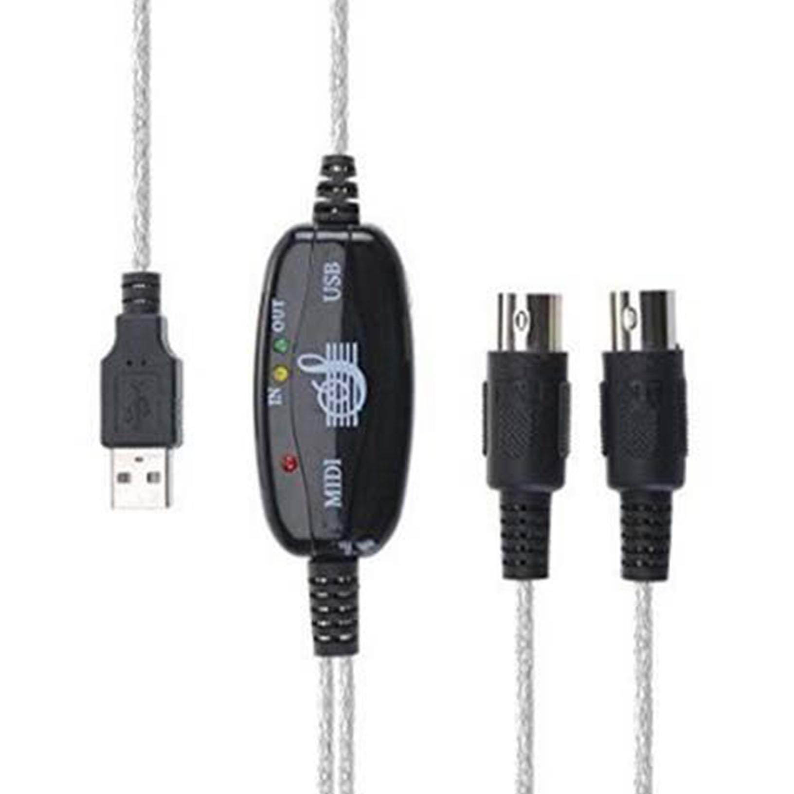 USB IN-OUT MIDI cable converter PC to music keyboard adapter cord X0Q5