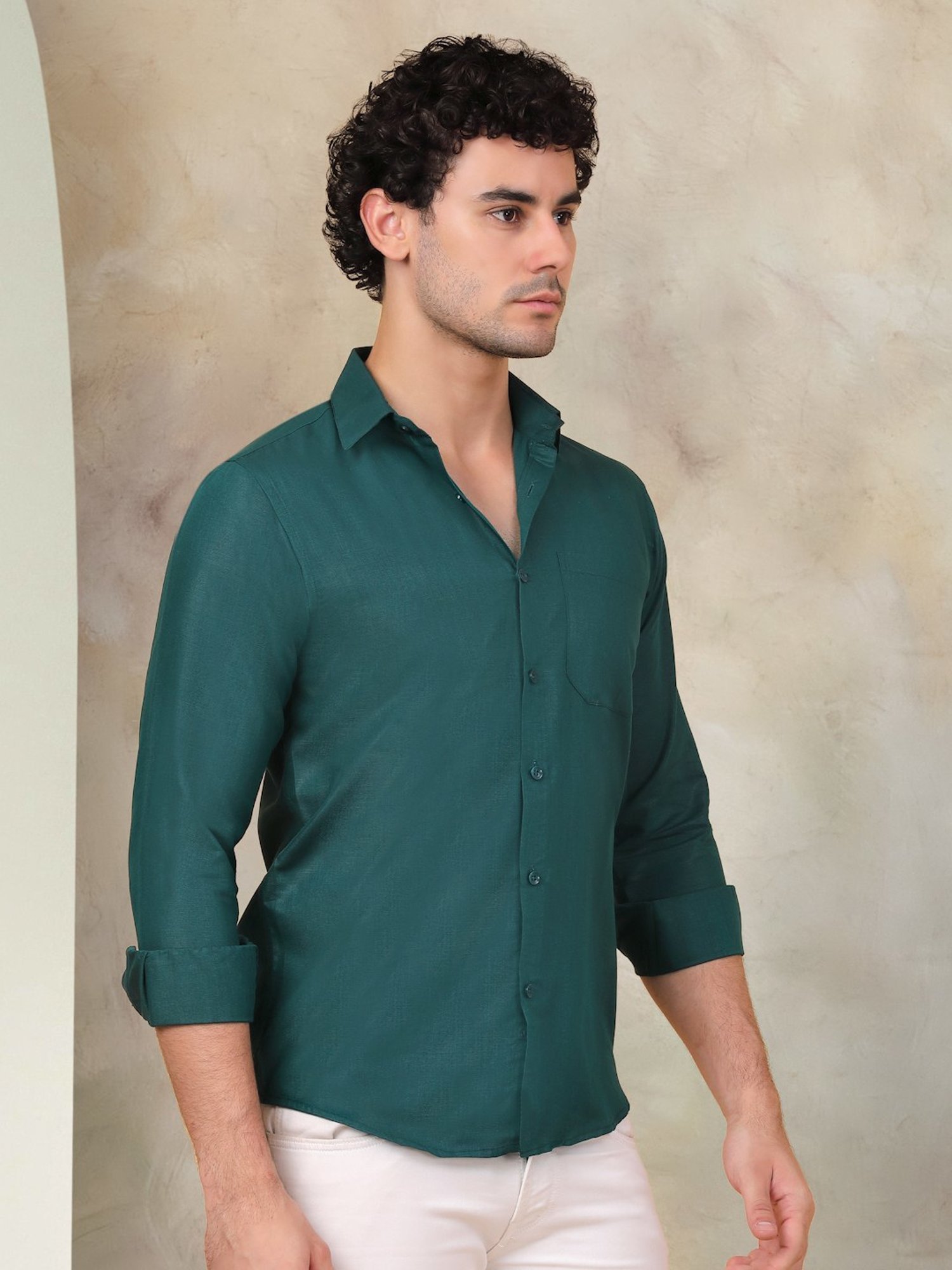 Indian Needle Dark-Green Ragular Fit Shirt