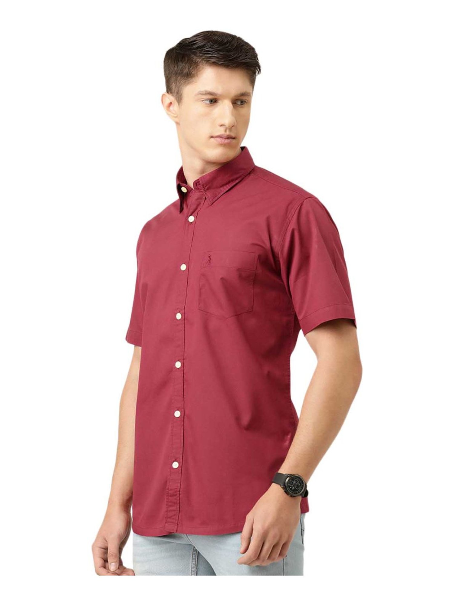 Burnt Umber Red Cotton Regular Fit Shirt
