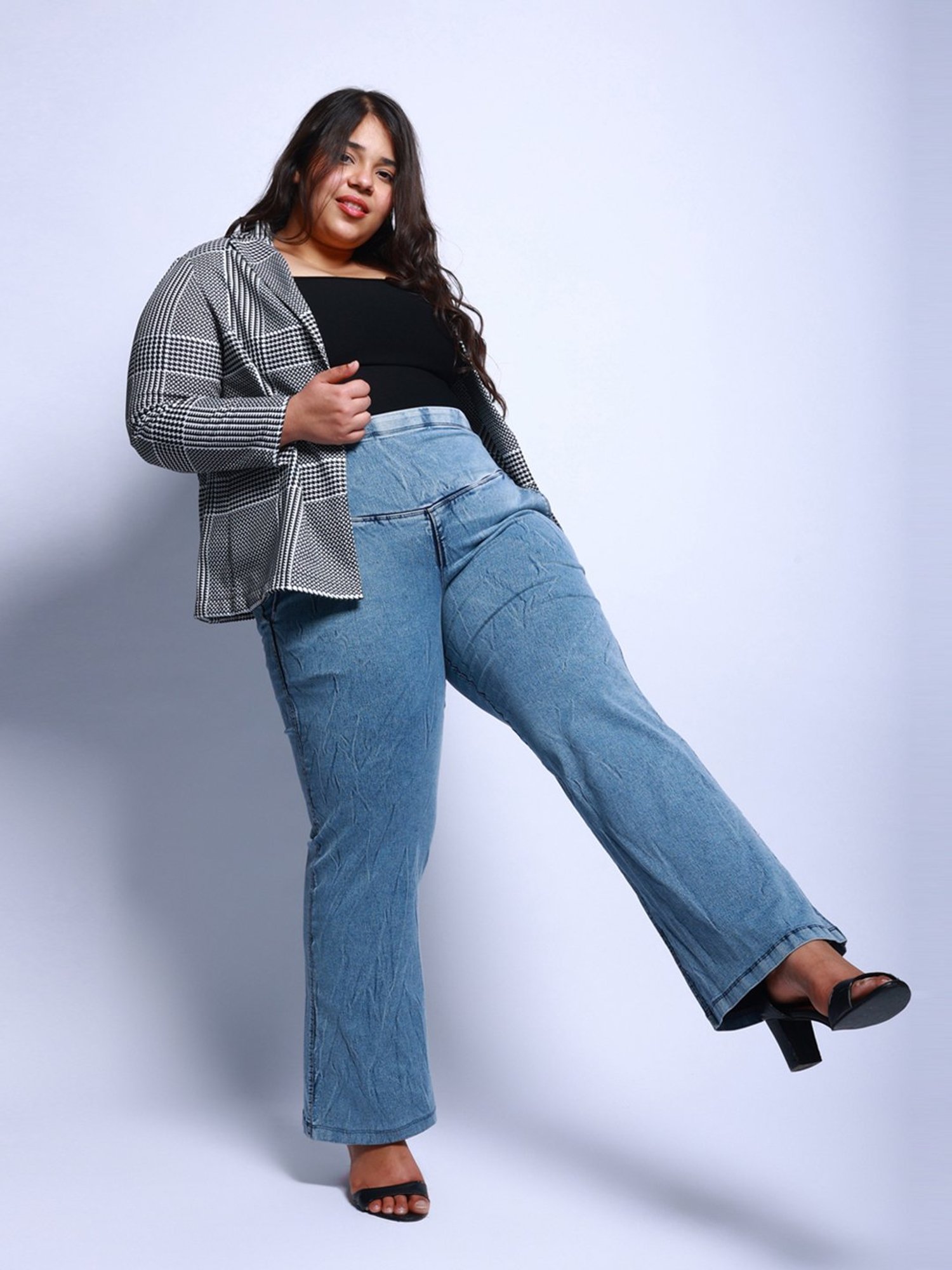 Amydus Blue Flared Fit High Rise Jeans