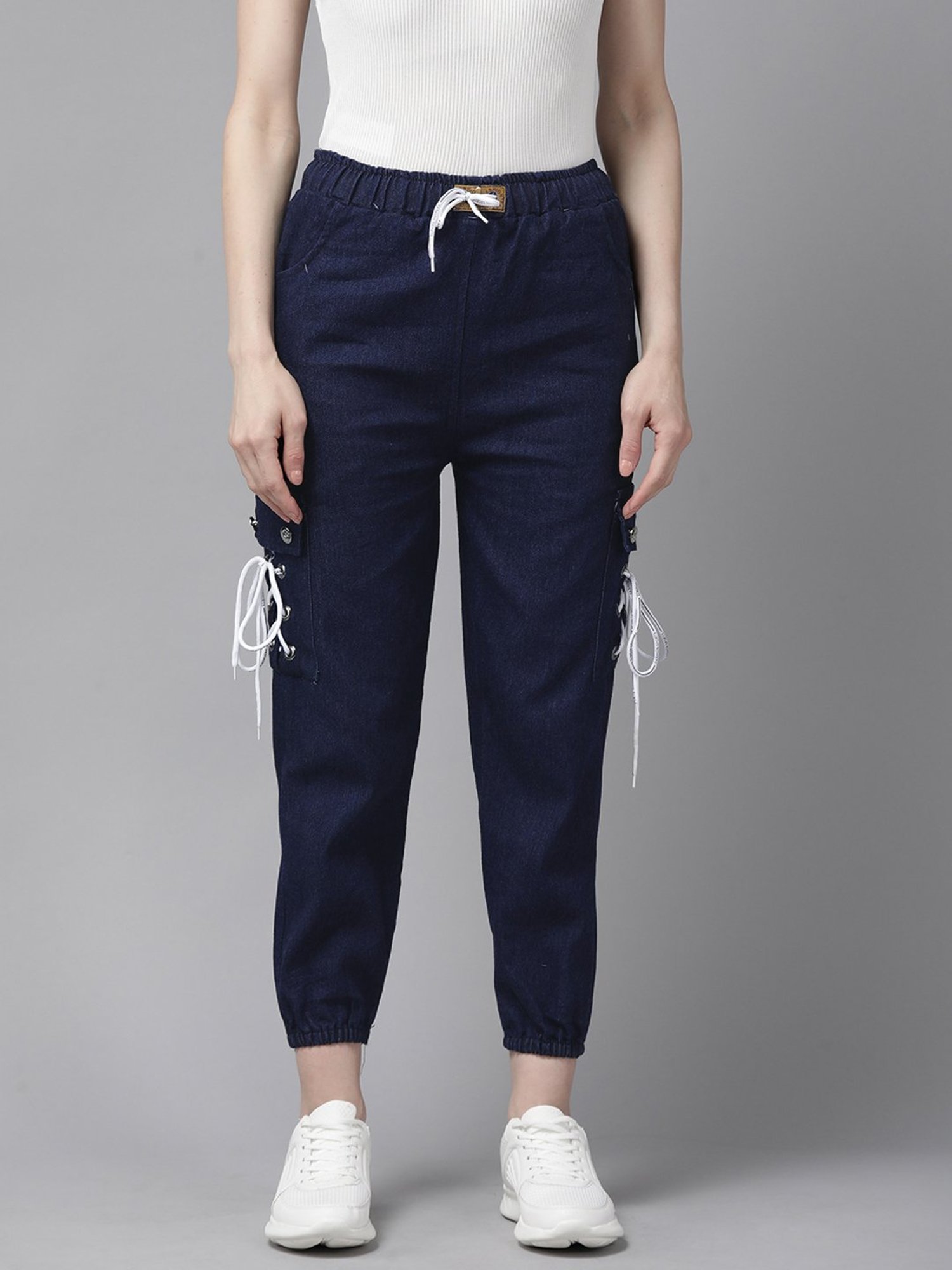 Aarika Navy Mid Rise Sports Joggers