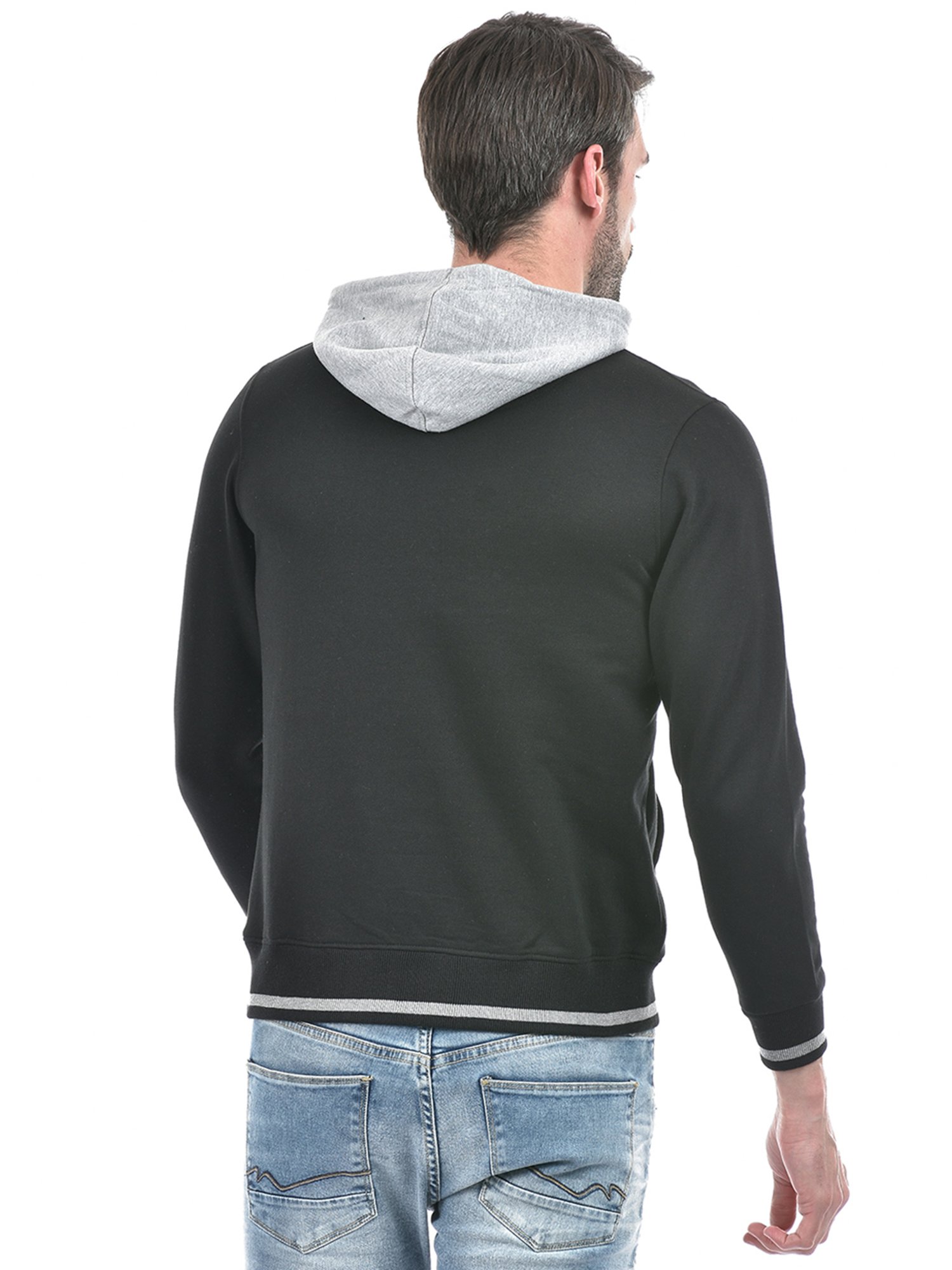 Integriti Black Regular Fit Printed Hooded Sweatshirt