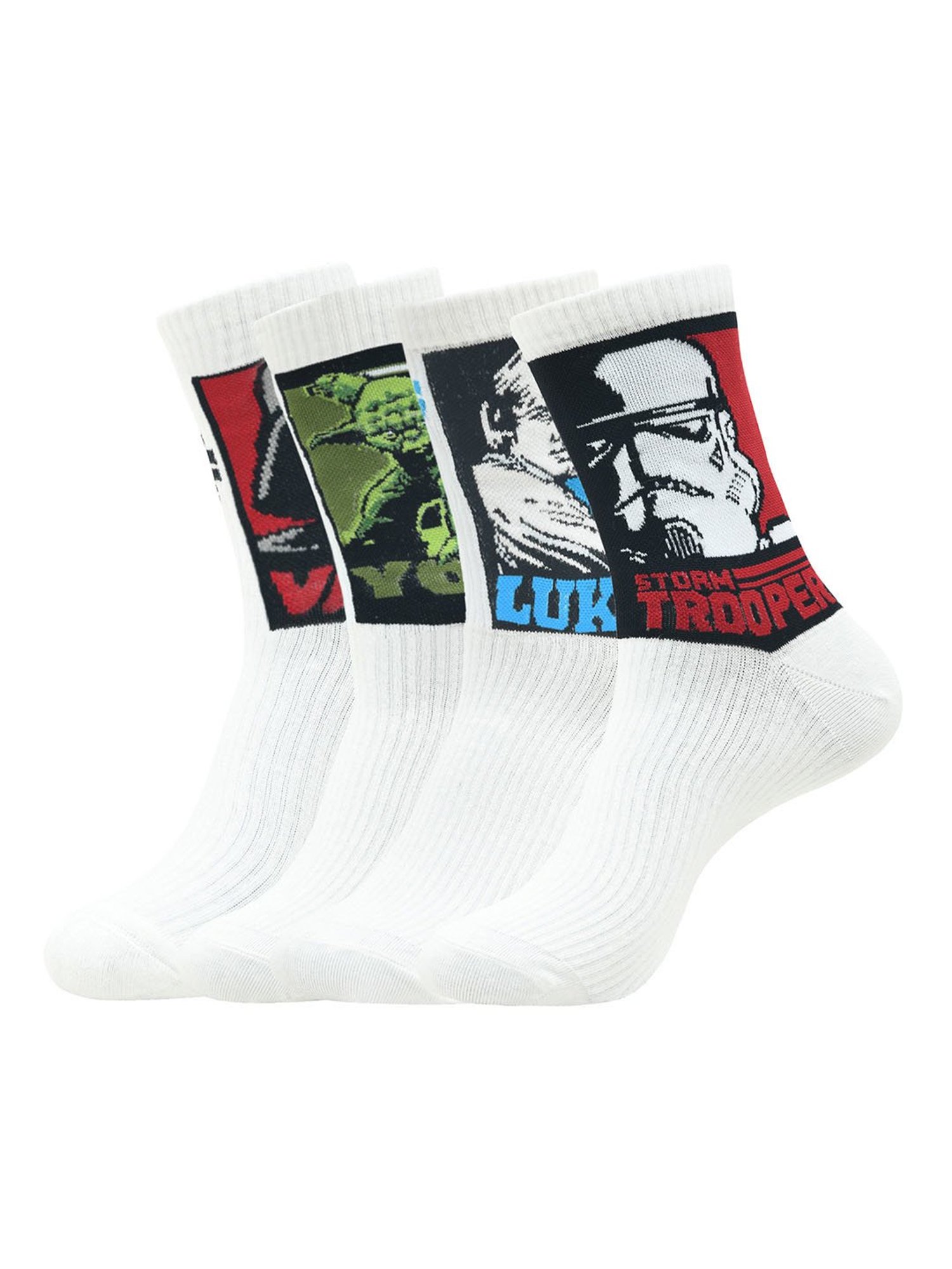 BALENZIA Star Wars White Printed Socks (Pack of 4)
