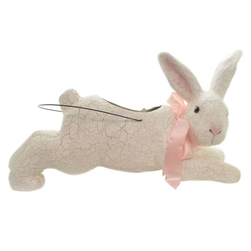 Easter 12.5" Running Bunny Large Bucket Crackled  -  Decorative Figurines
