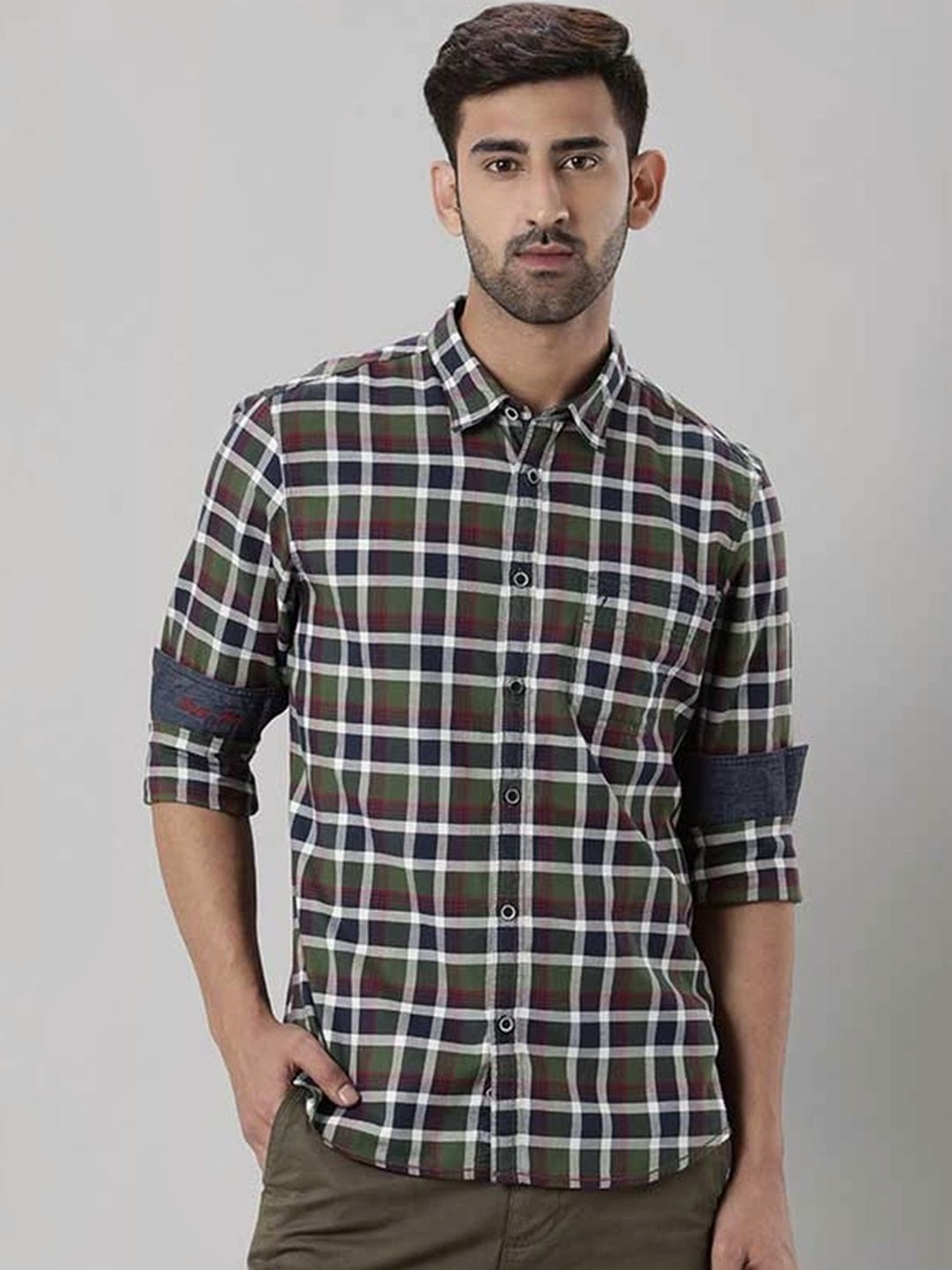 Indian Terrain Sap Slim Fit Checks Shirt