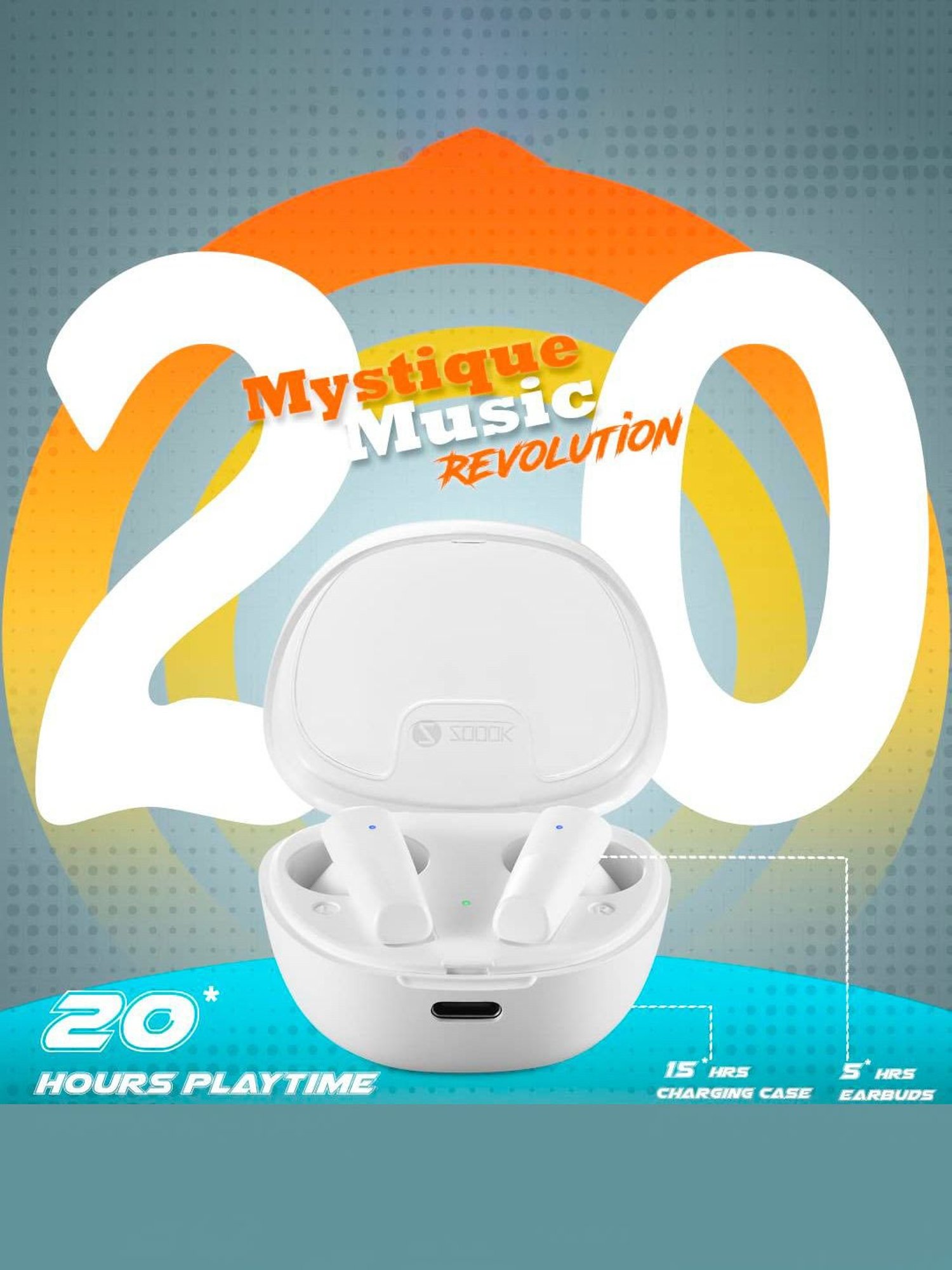 Zoook Mystique Bluetooth Truly Wireless in Ear Earbuds with Mic (White)