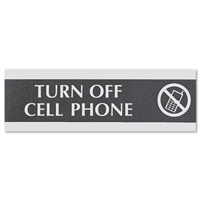 Headline Sign Century Series Office Sign TURN OFF CELL PHONE 9 x 3 4759
