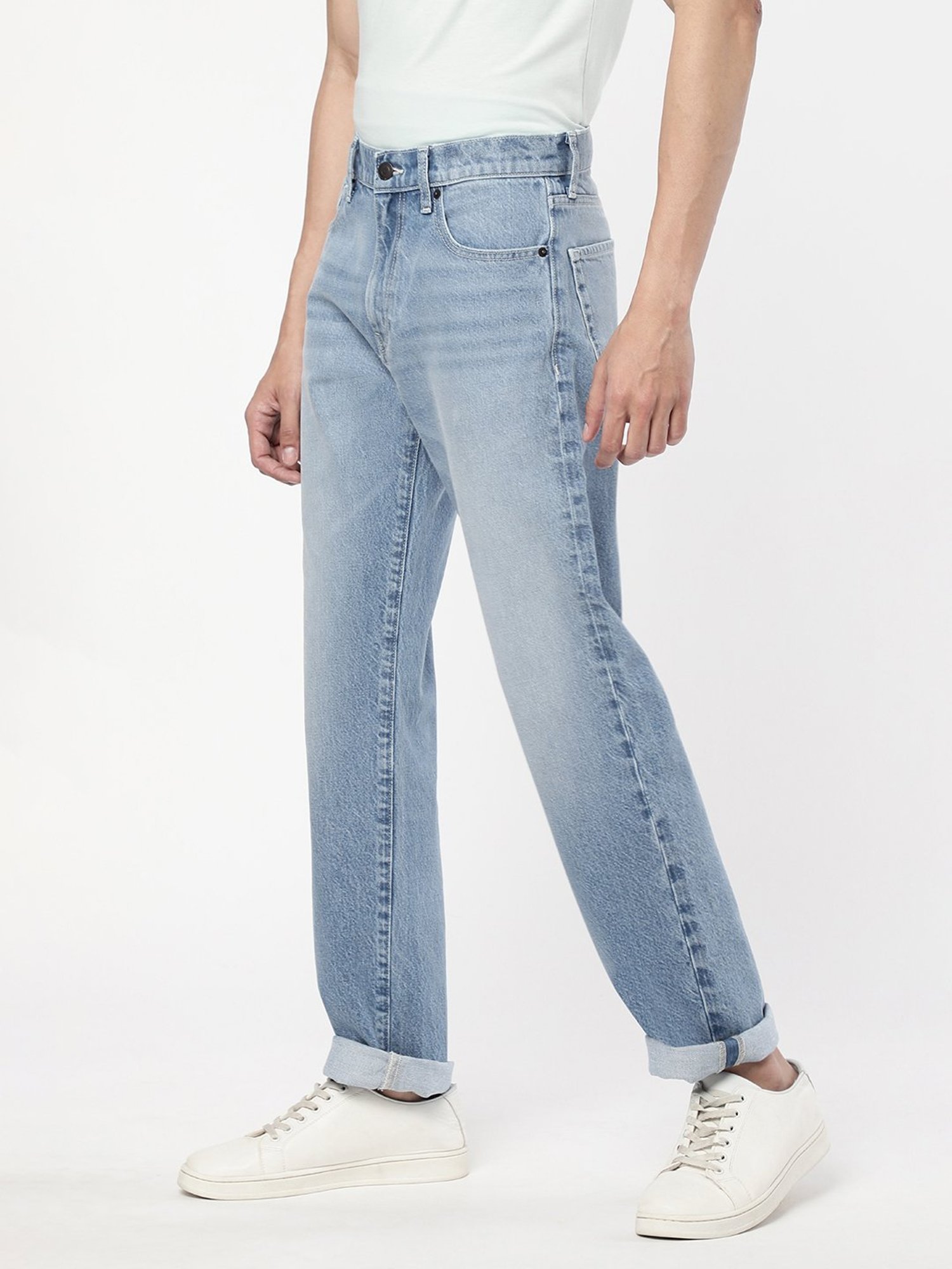 Passion Light Blue Regular Fit Heavily Washed Jeans