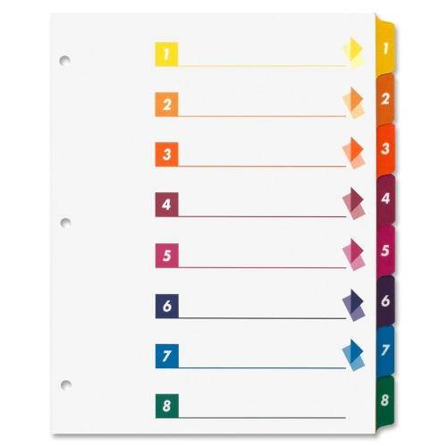 Index Dividers W/Table Of Contents, 1-8, 8 Tab, 24/ST,Multi